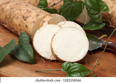 Yam and leaves.
