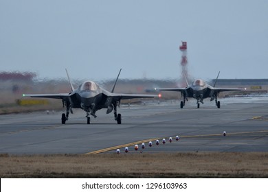 Yamaguchi, Japan - March 23, 2017:United States Marine Corps (USMC) Lockheed Martin F-35B Lightning II From VMFA-121 'Green Knights'.