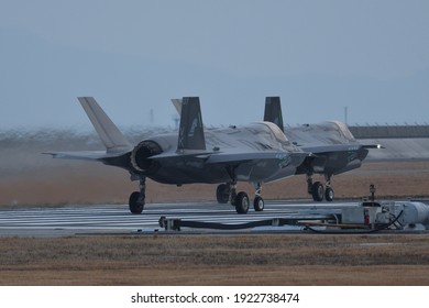 Yamaguchi, Japan - March 23, 2017:United States Marine Corps (USMC) Lockheed Martin F-35B Lightning II From VMFA-121 'Green Knights'.