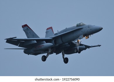 Yamaguchi, Japan - March 23, 2017:United States Marine Corps (USMC) Boeing FA-18C Hornet From VMFA-232 'Red Devils'.