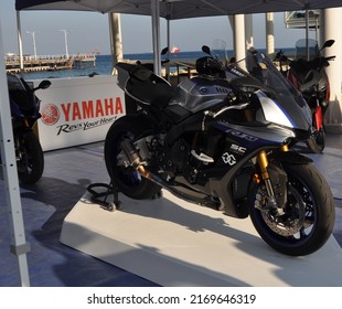 Yamaha, R1M at the Motorcycle exhibition at the Limassol marina on September 14, 2018 in Limassol, Cyprus

