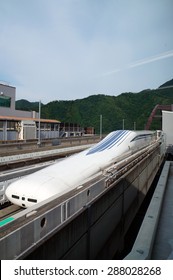 Yamanashi, Japan - June 12: Linear Motor High Speed Train Maglev L-0 In Yamanashi Test Line In Japan, June 12, 2015. JR Tokai Is Planning To Build Commercial Line From Tokyo To Nagoya By 2027.