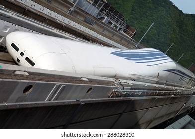 Yamanashi, Japan - June 12: Linear Motor High Speed Train Maglev L-0 In Yamanashi Test Line In Japan, June 12, 2015. JR Tokai Is Planning To Build Commercial Line From Tokyo To Nagoya By 2027.