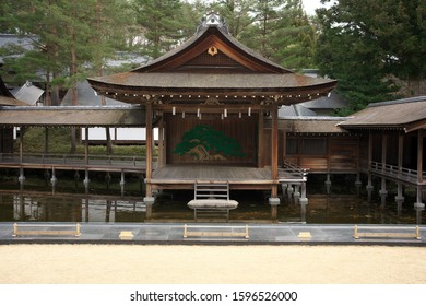 Yamanashi,Japan-December 22, 2019: Open Air Noh Stage, The Stage For The Performance Of Nohgaku--the Japanese Traditional Art.  
