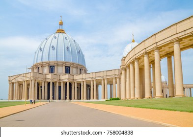 Yamoussoukro, Ivory Coast - February 01 2014: Famous landmark Basilica of our Lady of Peace, African Christian cathedral