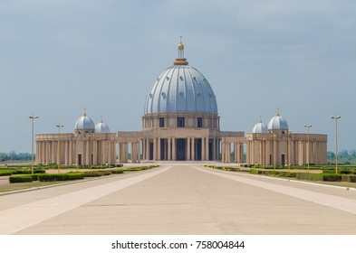 Yamoussoukro, Ivory Coast - February 01 2014: Famous Landmark Basilica Of Our Lady Of Peace, African Christian Cathedral