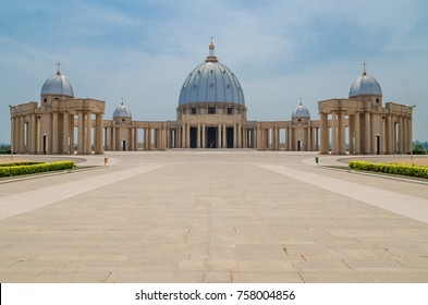 Yamoussoukro, Ivory Coast - February 01 2014: Famous Landmark Basilica Of Our Lady Of Peace, African Christian Cathedral