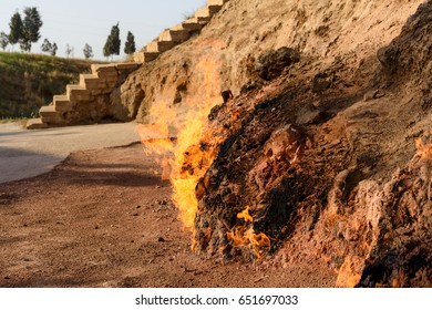 Yanar Dag Is A Natural Gas Fire Which Blazes Continuously On A Hillside On The Absheron Peninsula On The Caspian Sea Near Baku, The Capital Of Azerbaijan