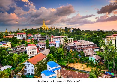 Yangon, Myanmar City Skyline.