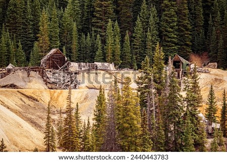 Yankee Girl Mine Ruins at Red Mountain Viewed From the Million Dollar Highway 550 Near Ouray, Colorado in Autumn