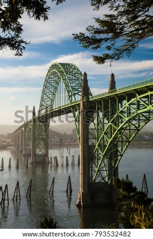 The Yaquina Bay Bridge at Newport on the Oregon coast.