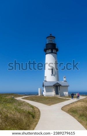 Yaquina Head Lighthouse along Pacific coast in Oregon state.