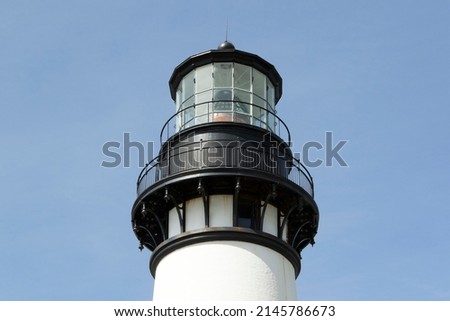 The Yaquina Head Lighthouse lantern room viewed from below