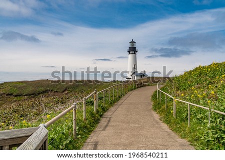 Yaquina Head Lighthouse on the Pacific Coast in Central Oregon.