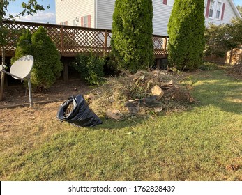 Yard Debris Raked Up Into A Pile