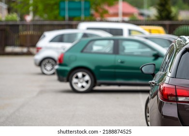 Yard Of A Residential House With Parked Cars, The Concept Of Neighborhood And Population