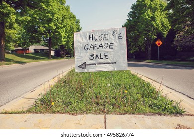 Yard Sale sign in the middle of a street