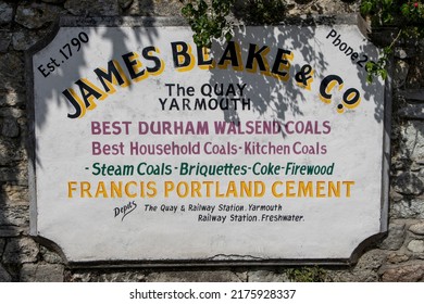 Yarmouth, Isle Of Wight - May 31 2022: Sign At Yarmouth, Isle Of Wight James Blake And Co