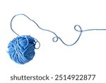 yarn ball of blue threads for knitting isolated on white background