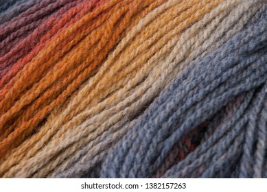 Yarn macro texture. Gradient Dundaga yarn. Multicolored yarn