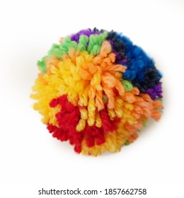 Yarn Pompom Color Ful On White
