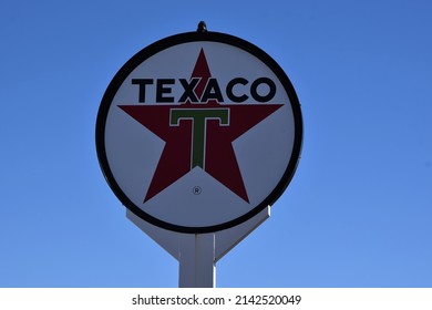 Yarnell Arizona 4-2-2022 Vintage Texaco sign against a blue sky