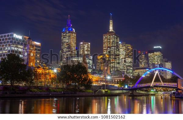 Yarra River Melbourne City Night Looking Stock Photo Edit Now