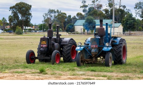 Yarrawonga, Victoria Australia - 3 April 2022: Two Entrants In The Tractor Pull Competition In Yarrawonga At The Showgrounds