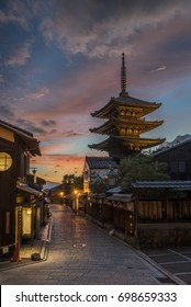 Yasaka Pagoda And Atmospheric Street At Night, Kyoto, Japan
