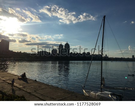 Yaught in the evening