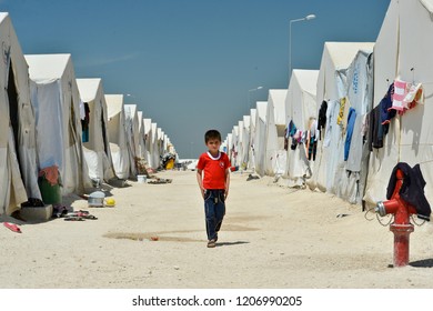 A Yazidi People Who Escaped Abuse From ISIS Outside Her Tent In Kanke Refugee Camp 17 MAY 2014. DOHUK, KURDISTAN, IRAQ -