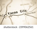 Yazoo City. Mississippi. USA on a geography map