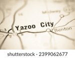Yazoo City. Mississippi. USA on a geography map