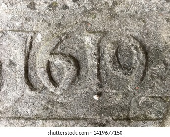 The year 1619 carved in stone – a detail of an inscription produced that year