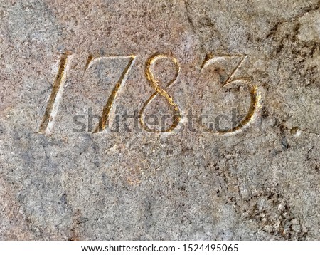 The year 1783 carved in stone – a detail of an inscription produced that year. Originally painted in gold