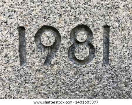 The year 1981 carved in granite – a detail of an inscription produced that year