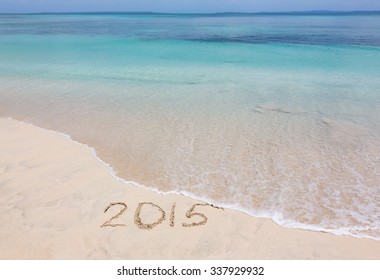 Year 2015 Is Washed Away By Ocean Wave