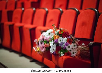 Year Of Theater In Russia. Scene. Theatrical Scenery. Performance.Drama Theatre Hall. Angle Lens.