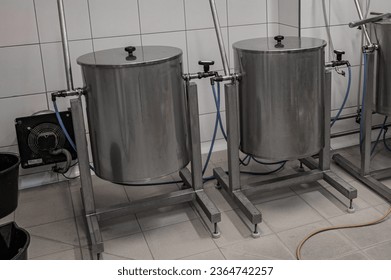 yeast preparation and storage tanks.  - Shutterstock ID 2364742257