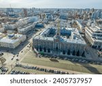 Yekaterinburg City Administration or City Hall. Central square. Evening city in the early spring, Aerial View. Top view of city administration in Ekaterinburg