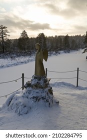 Yekaterinburg, Russia -07.01.2022: Statue Of The Angel Of The United Hope In The Deer Streams Park