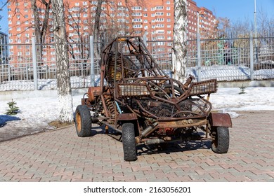 Yekaterinburg, Russia - March 24, 2020: Unusual Rusty Car Monster In Mad Max Style