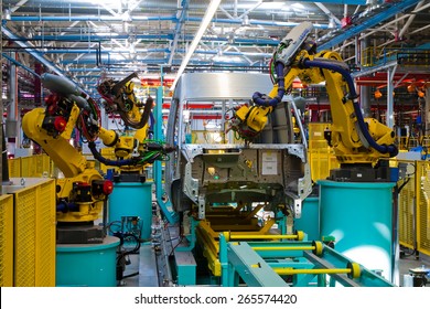 Yelabuga, Russia - May 12, 2014: assembly line vehicles Ford Sollers plant in the special economic zone "Alabuga"