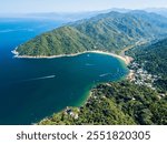 Yelapa Bay, Jalisco. Mexico. Aerial View of the Town Surrounded by Mountains, Paradise Beach. Sierra Madre Occidental