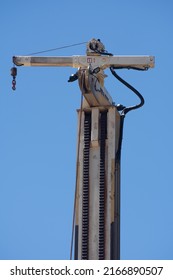 Yellagonga Park, Perth Western Australia, Aus - Dec 14 2015 - The Derrick Of A Truck Mounted Water Well Drilling Rig