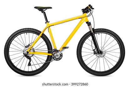 yellow 29er mountain bike isolated on white background