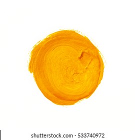 Yellow Acrylic Circle. Element For Different Design