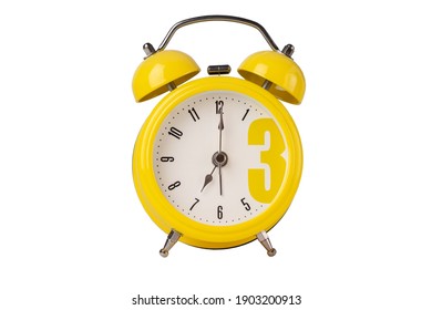 Yellow Alarm Clock On White Background Isolation