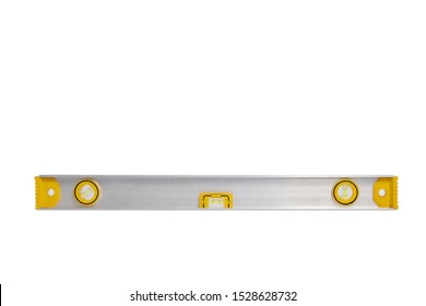 Yellow Aluminum Water Level Tool Isolated On White Background.