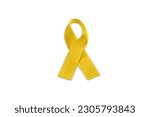 Yellow Awareness Ribbon isolated on a white background. Contains clipping path around the ribbon.